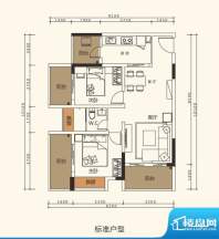 中珠上郡户型图2栋、3栋、4栋1面积:76.37平米