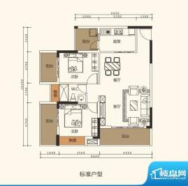 中珠上郡户型图1栋02户型 面积:91.50平米