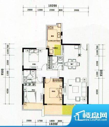 云顶澜山户型图9栋一单元03户型面积:102.44平米