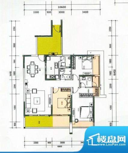 云顶澜山户型图9栋二单元03户型面积:123.92平米