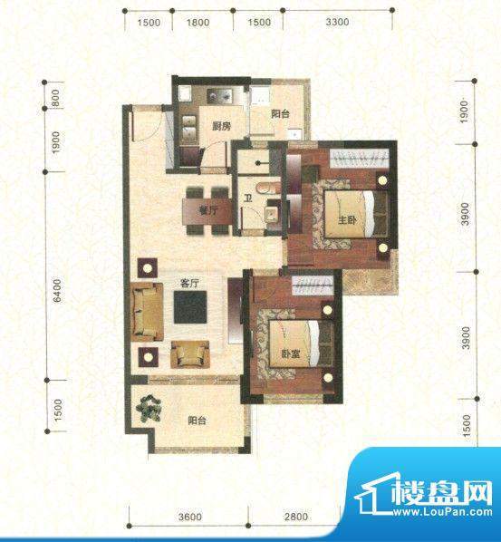 公园里户型图11、12、13栋01房