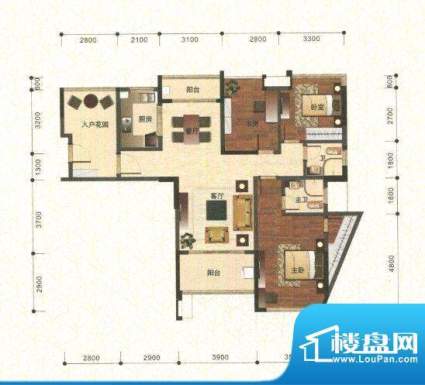 公园里户型图9栋一、二单元03房