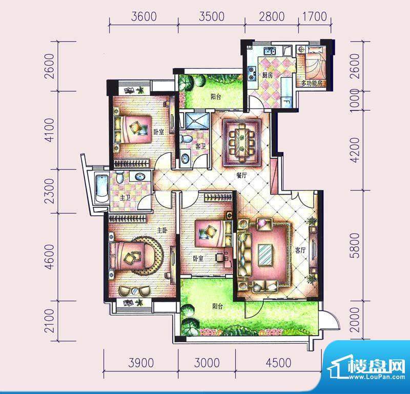 尚东领御户型图15栋1单元02户型面积:165.70平米