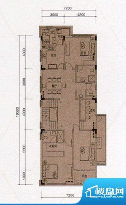 尚东领御D户型330㎡二层4室1厅面积:330.00平米