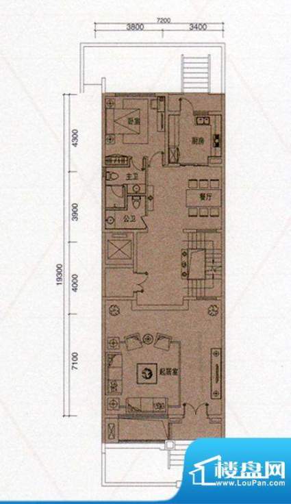 尚东领御户型图B户型300㎡首层