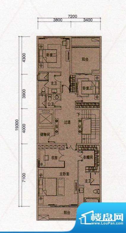 尚东领御户型图B户型300㎡二层面积:138.00平米