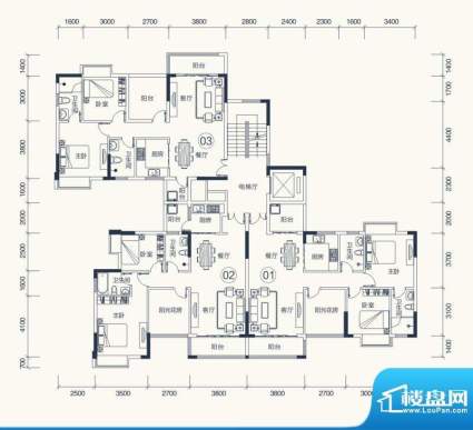 怡泰雅苑户型图1栋-1单元平面图