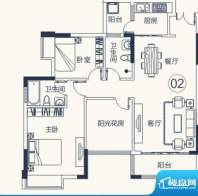 怡泰雅苑户型图1栋-1单元02户型面积:93.57平米