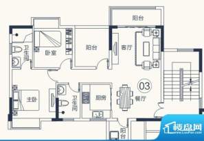 怡泰雅苑户型图1栋-1单元03户型面积:93.58平米