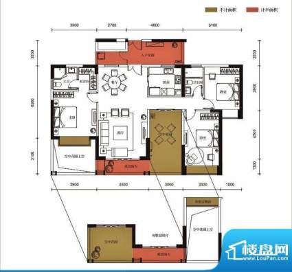 锦园户型图3栋1单元05户型 3室面积:141.72平米