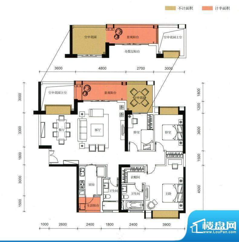 锦园户型图3栋2单元01户型 3室面积:153.03平米