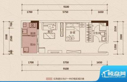 京华假日湾户型图2栋12房~16房面积:37.22平米