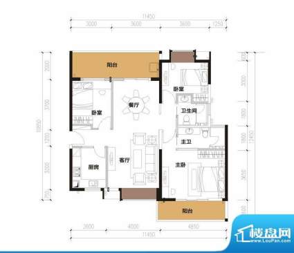 中珠九悦户型图B-2户型 3室2厅面积:134.67平米