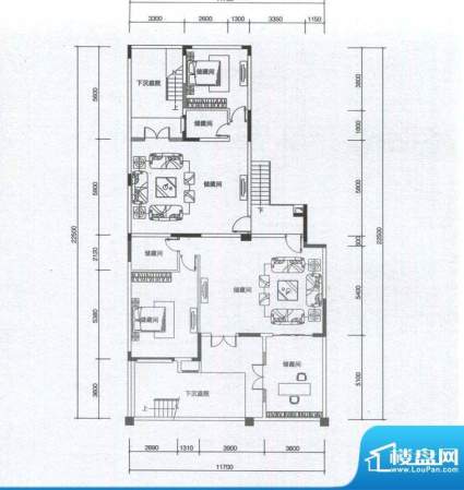 华发蔚蓝堡户型图M2户型地下室面积:169.00平米