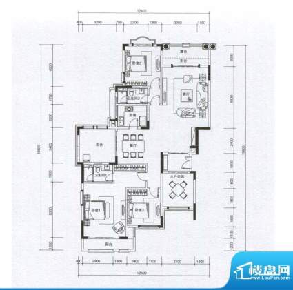 华发蔚蓝堡户型图H3户型 3室2厅面积:169.00平米