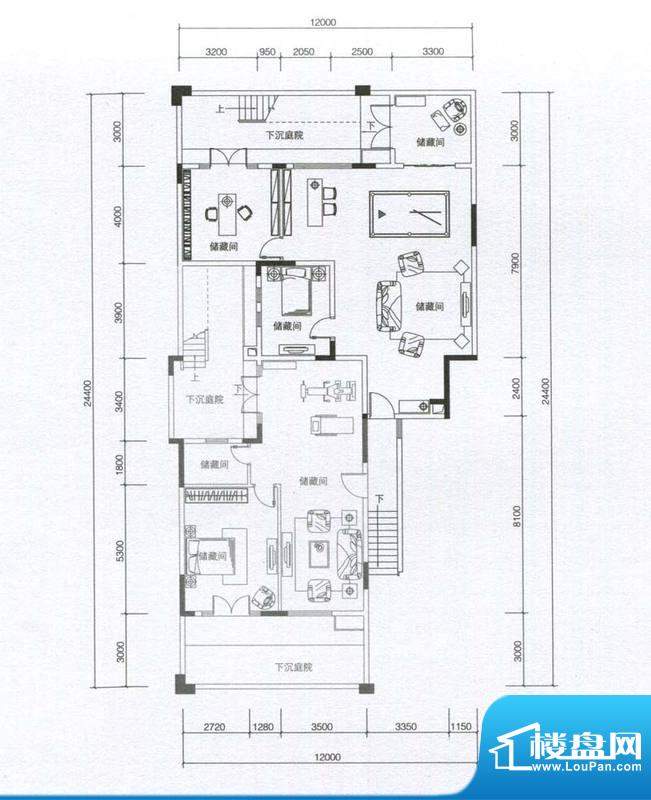 华发蔚蓝堡户型图H1户型地下室面积:176.00平米