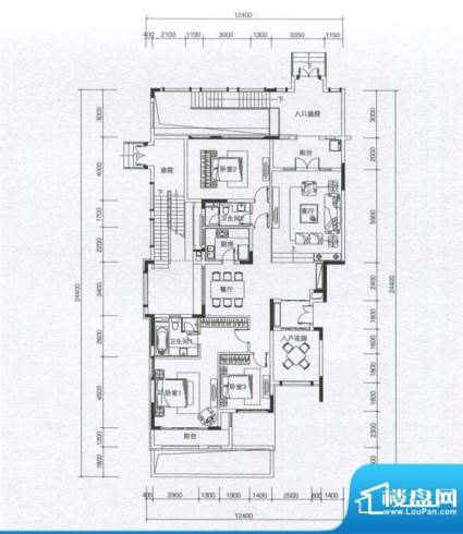 华发蔚蓝堡户型图H1户型 3室2厅面积:176.00平米