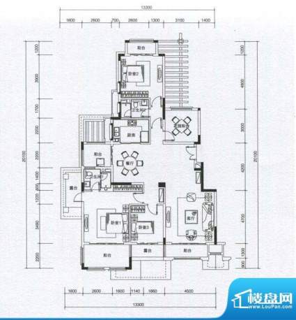华发蔚蓝堡户型图M3户型 3室2厅面积:159.00平米