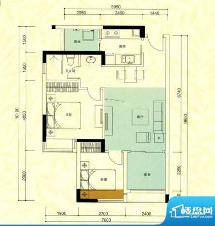 金鸿利嘉阁户型图3栋2单元03房面积:60.03平米