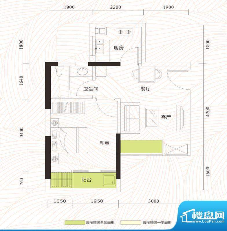 旭日印象户型图2单位02、05房 面积:41.40平米