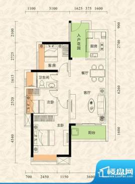 旭日印象户型图2栋1单元01、04面积:88.66平米