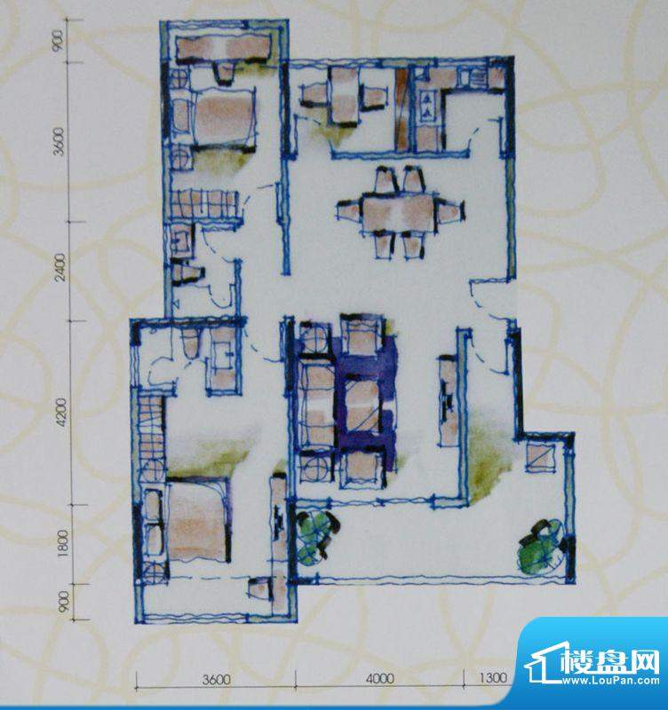 乾城美景户型图5栋 3室2厅2卫1面积:93.11平米