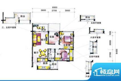 乾城美景户型图2栋、3栋02、03面积:79.97平米