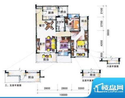 乾城美景户型图2、3、4栋01、0面积:92.18平米