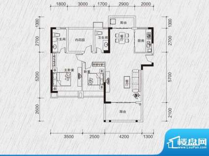 龙凤春晓户型图2栋02房 3室2厅面积:108.69平米