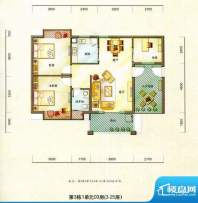 德昌盛景户型图3栋1单元03房（面积:98.43平米