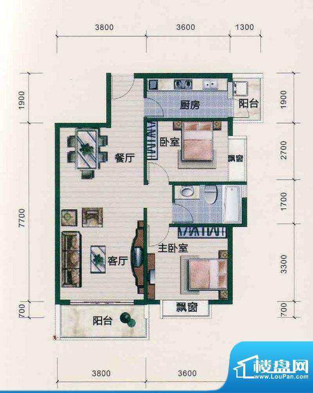 西江月户型图19、20、21栋2~17面积:85.35平米