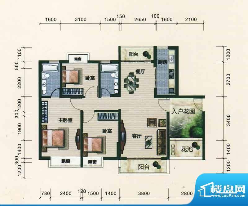 西江月户型图19、20、21栋2~17面积:112.62平米