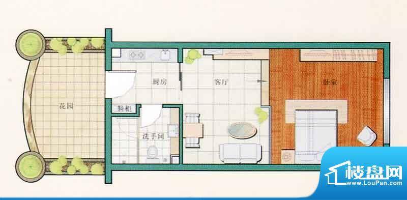 西江月户型图26栋公寓 1室1厅1面积:44.21平米