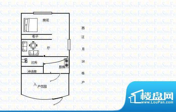 西江月 1室 户型图面积:49.00平米