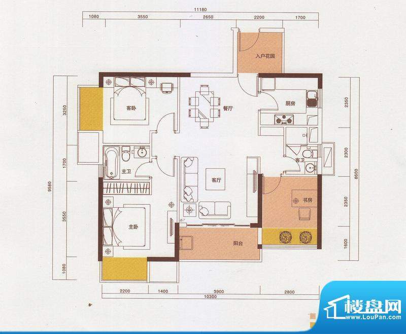 新光御景山户型图5栋03户型 3室面积:105.00平米