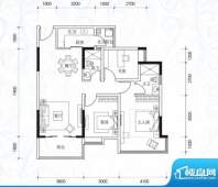 棕榈四季户型图1栋03、04房/ 2面积:91.00平米