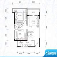 棕榈四季户型图2栋01房户型2面积:75.00平米