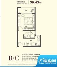 爱乐国际公寓户型图户型图B/C 面积:39.43平米