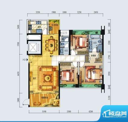 中信红树湾户型图7-2-01房134平面积:134.00平米