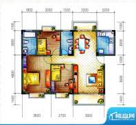 愉翠雅园户型图D1户型 3室2厅2面积:90.30平米