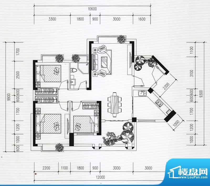 湖星水岸华庭户型图10栋2单元0面积:100.87平米