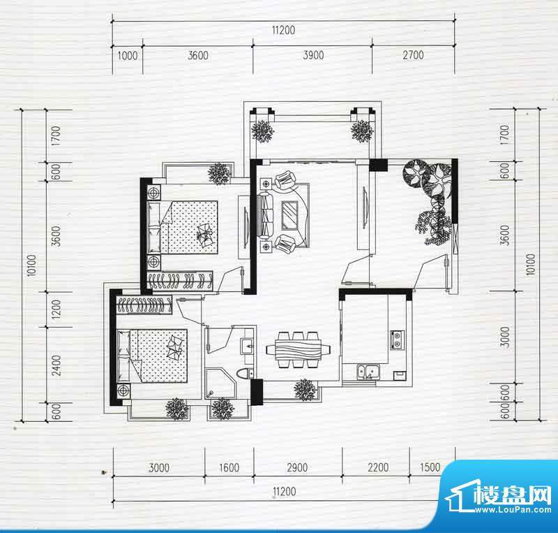 湖星水岸华庭户型图10栋1单元0面积:86.35平米