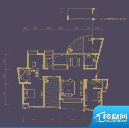 凤凰海域户型图3栋1单元01房 3面积:169.00平米