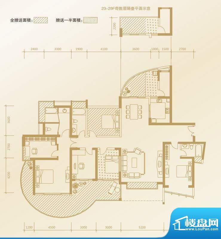 凤凰海域户型图A1户型 4室2厅3面积:227.76平米