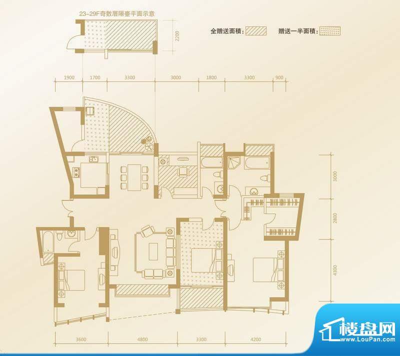 凤凰海域户型图B1户型 4室2厅3面积:189.63平米