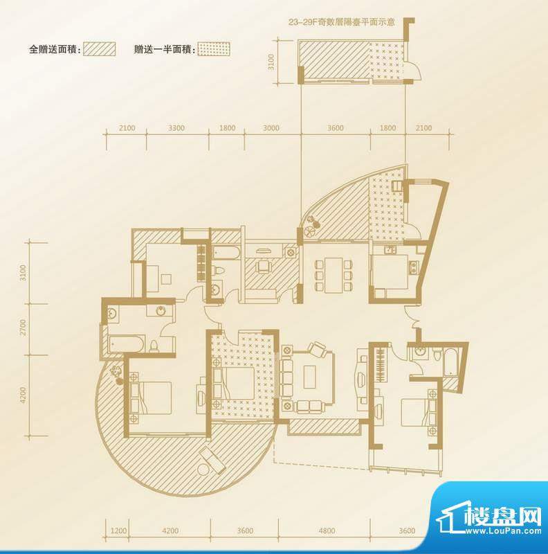 凤凰海域户型图C1户型 4室2厅3面积:194.44平米