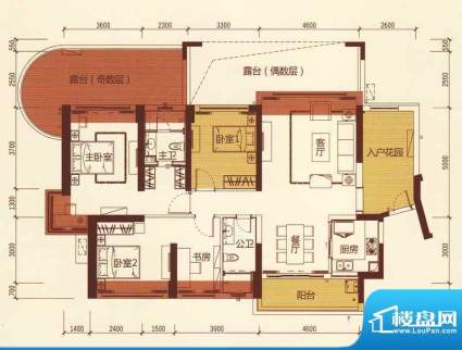 御景国际户型图6栋2单元01户型面积:132.32平米