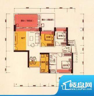 御景国际户型图2栋1单元03户型面积:86.72平米