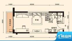 格力香樟户型图1栋13户型 1室1面积:49.96平米