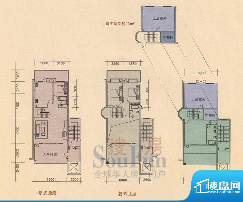 旭日华庭户型图4号楼1~6单元01面积:257.41平米